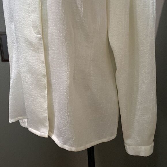 Oscar De La Renta Vintage Textured Cream Long Sleeve Blouse Button Down - Picture 3 of 12
